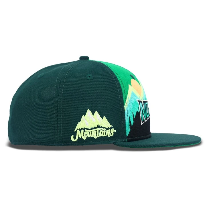 Green Version Sunset Mountains Fitted Cap