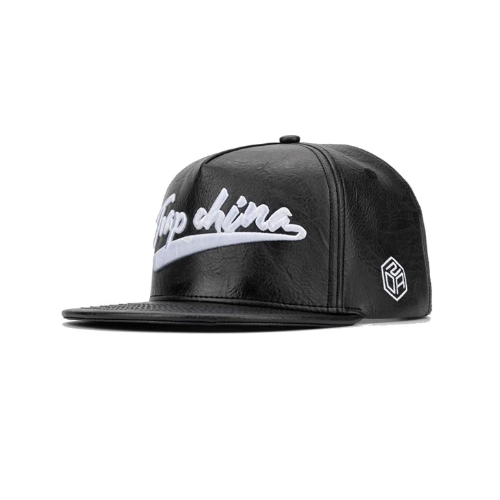 Mũ da 5 tấm tùy chỉnh TCAP Mũ snapback thêu phồng 3D